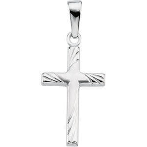 14K White Gold Cross Pendant