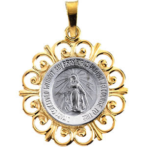 14K White Gold/Yellow Two Tone Miraculous Medal