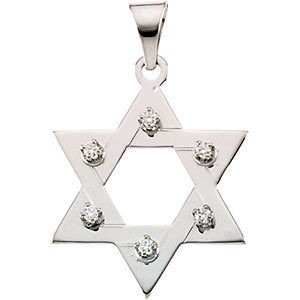 14K White .06 CTW Diamond Star of David Pendant