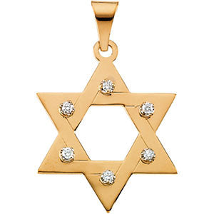 14K Gold .06 CTW Diamond Star of David Pendant