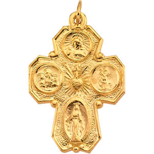 14K Yellow Gold 4-Way Cross Pendant
