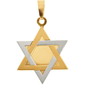 14K Yellow Gold/White Two Tone Star Of David Pendant