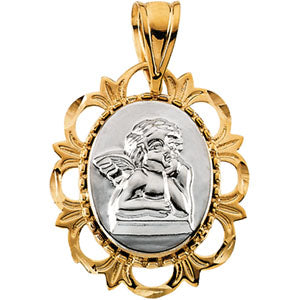 14K White Gold/Yellow Two Tone Raphel Medal Pendant at Catholic Shop