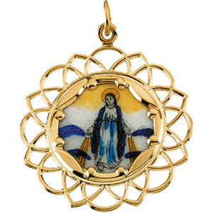 10K Yellow Milagrosa Framed Enamel Pendant