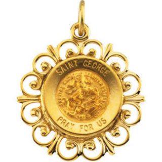 14K Yellow Gold Round St George Pendant Medal at Catholic Shop