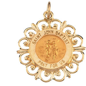 14K Yellow Gold Round Stjohn The Bptstwchld Pendant Md at Catholic Shop