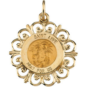 14K Yellow Gold Round St Anne Pendant Medal at Catholic Shop