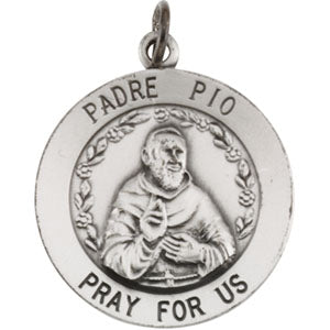 Sterling Silver Padre Pio Medal with Chain at Catholic Shop