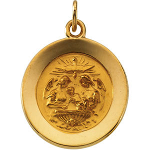 14K Yellow Gold Round Baptism Pendant Pendant