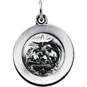 Sterling Silver Round Baptism Pendant Pendant with Chain - SALE