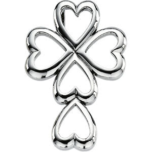14K White 28.75x20 MM Cross & Heart Pendant