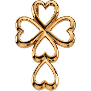 14K Gold 28.75x20 MM Cross & Heart Pendant