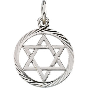 14K White Gold Star Of David Pendant