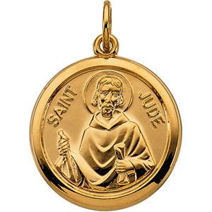 14K Yellow 15 mm St. Jude Thaddeus Pendant
