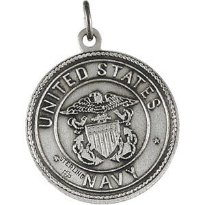 Sterling Silver St. Christopher/Us Navy Pendant with Chain