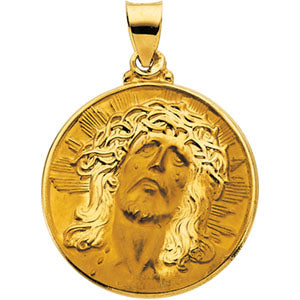 14K Yellow Gold Hollow Face Of Jesus Pendant at Catholic Shop
