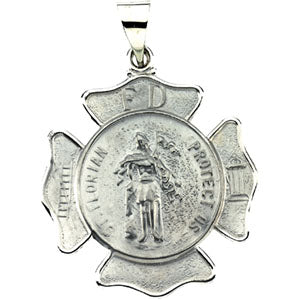14K White Gold Hollow St. Florian Medal at Catholic Shop
