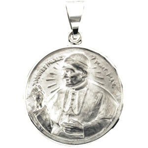 14K White Gold Hollow Pope John Paul Medal at Catholic Shop