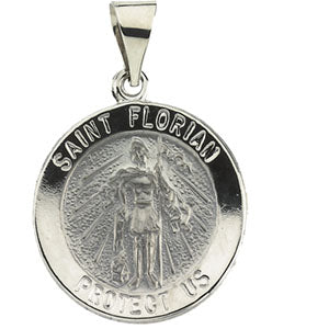 14K White Gold Round Hollow St. Florian Medal at Catholic Shop  11/6/2020