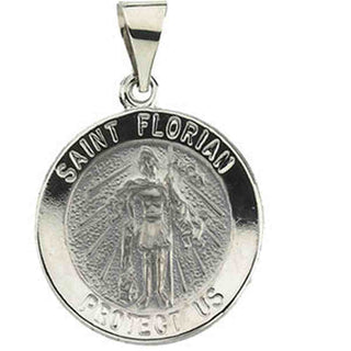 14K Yellow Gold Round Hollow St. Florian Medal at Catholic Shop