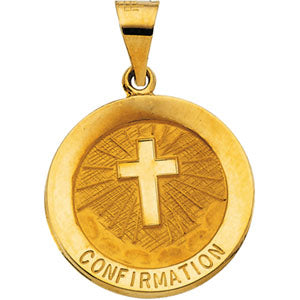 14K Yellow Gold Hollow Confirmation Medal at Catholic Shop