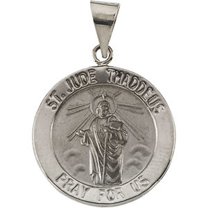 14K White Gold Hollow Round St. Jude Thaddeus Me at Catholic Shop
