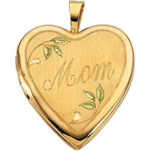 14K Yellow Gold Mom Locket with Color at Catholic Shop