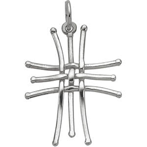 Sterling Silver 22.5x18 MM Weave Design Cross Pendant