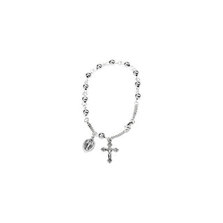 Silver Ball Rosary Bracelet