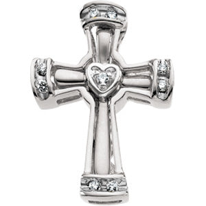 14K White Gold Diamond Unity Cross