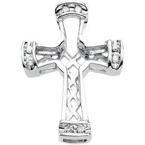 14K White Gold Diamond Unity Cross