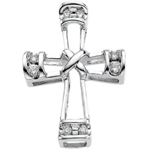 14K White Gold Diamond Unity Cross