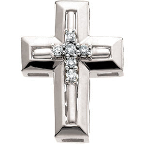 14K White Gold Diamond Unity Cross