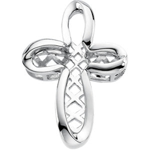 14K White Gold Diamond Unity Cross
