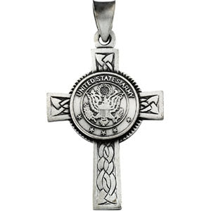 Sterling Silver Us Army Cross with Chain