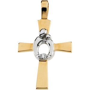 14K Gold/White Two Tone Mother And Child Cross at Catholic Shop