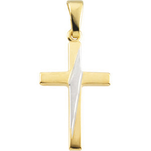 14K Yellow Gold/White Cross Pendant at Catholic Shop