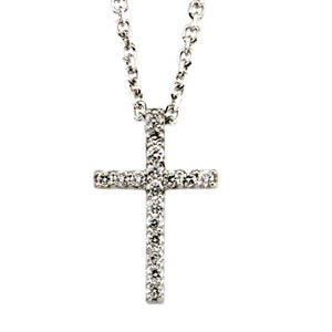 14K Gold Tiny Diamond Cross at Catholic Shop
