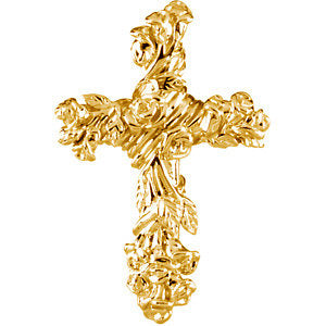 10K Yellow 26.5x17.5 MM Floral-Inspired Cross
