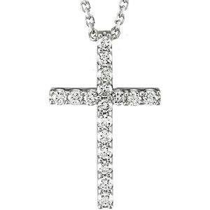 14K White 1/3 CTW Petite Diamond Cross 18" Necklace