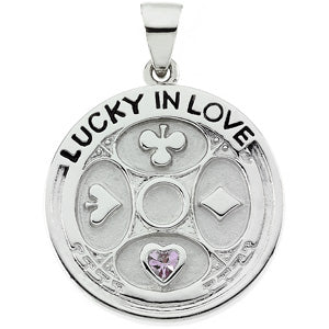 Sterling Silver Lucky In Love Pendant With Ste at Catholic Shop