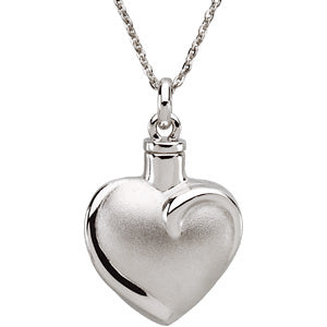 Sterling Silver Fancy Heart Ash Pendant with Ch & Bo at Catholic Shop