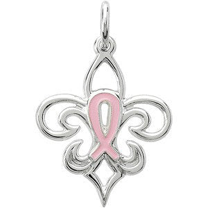 Sterling Silver 21.3X16.8 MM Pink Pourri Charm/Pendant