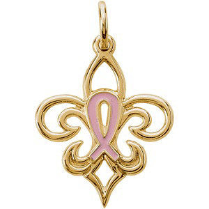 14K Gold 21.3X16.8 MM Pink Pourri Charm/Pendant