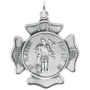Sterling Silver St Florian Medal without Chain with Chain at Catholic Shop