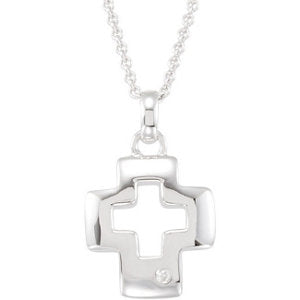 Sterling Silver 16.4x14.65 MM Cross Necklace