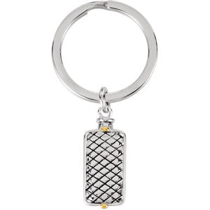 Sterling Silver Woven Rec Ash Holder Key Chain with Chain
