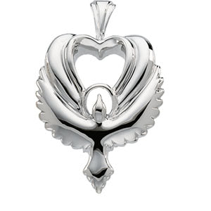 14K White Gold Heart Shaped Holy Spirit Penda