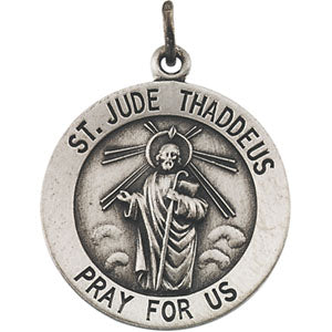 Sterling Silver Round St. Jude Thaddeus Pendant Medal with Chain at Catholic Shop