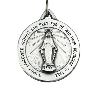 Sterling Silver Miraculous Medal with Chain
